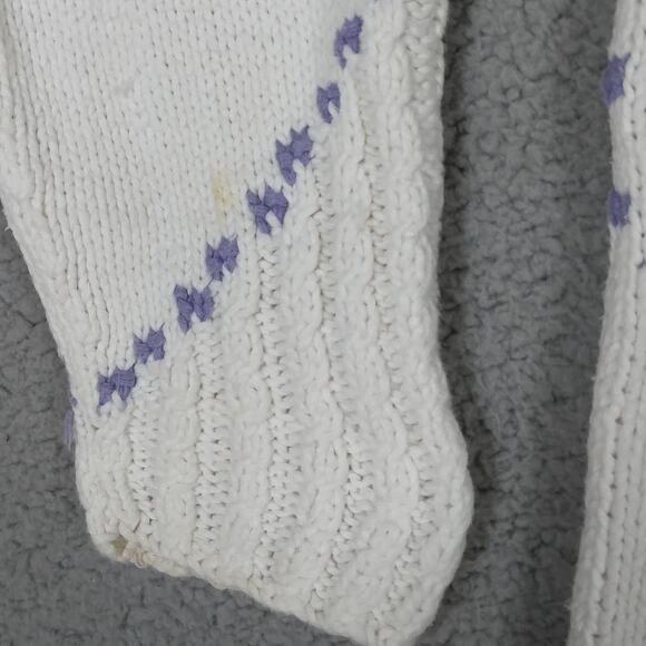 Vintage Essential Elements Knited Sweater Size Medium White Windowpane Floral - Picture 5 of 5